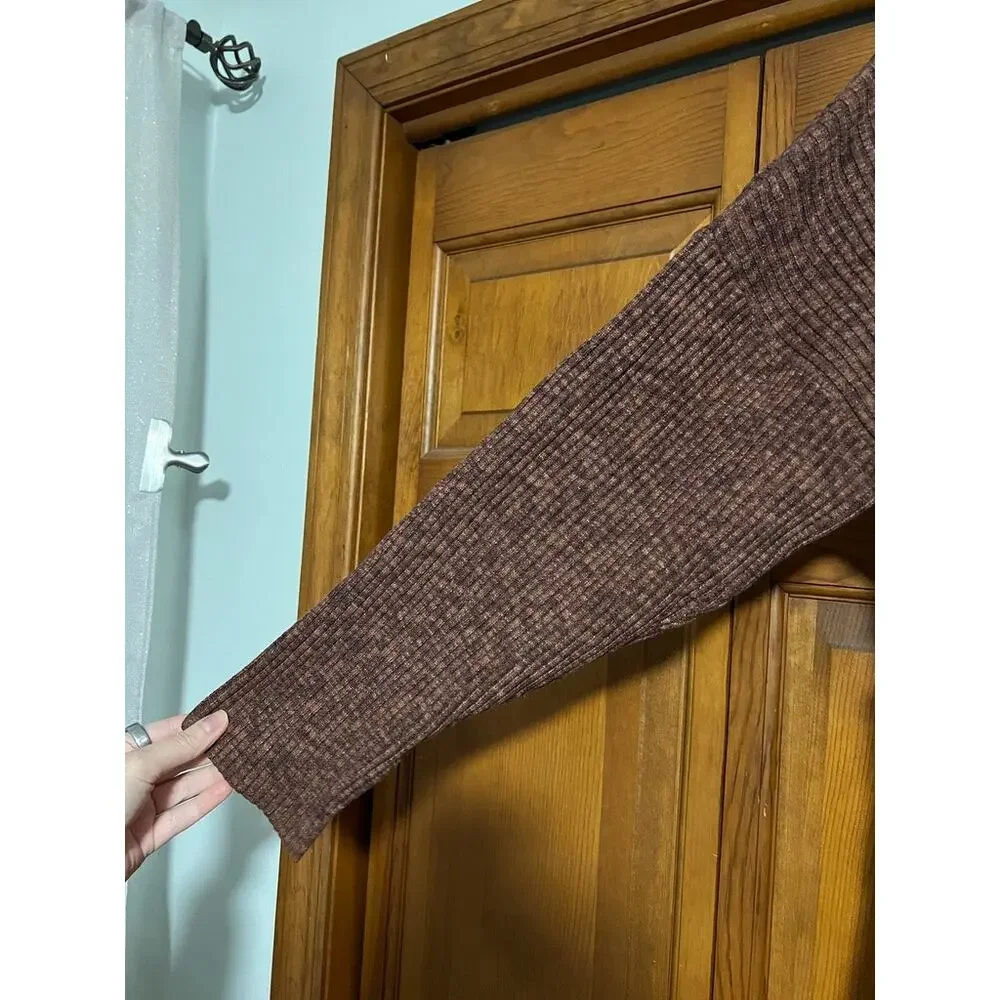 Abercrombie & Fitch Women's Soft A&F Ribbed Bell Sleeve Sweater Brown Size XL - Picture 5 of 11